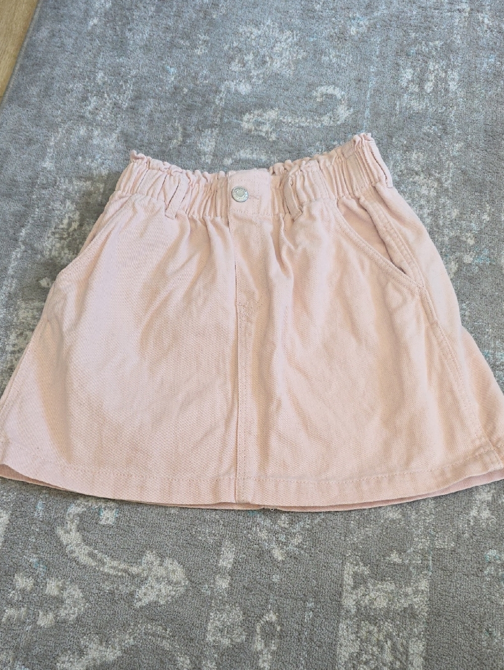 H&M Pale Pink Jean Girls Elastic Waist Mini Skirt / Size 10